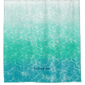 新鮮で清潔なティール（緑がかった色）アクアグリーン水 シャワーカーテン (正面)