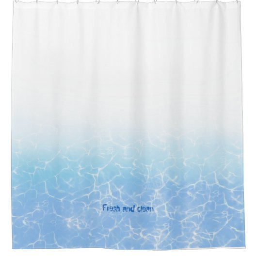 新鮮で清潔な澄ん青い水辺 シャワーカーテン (正面)