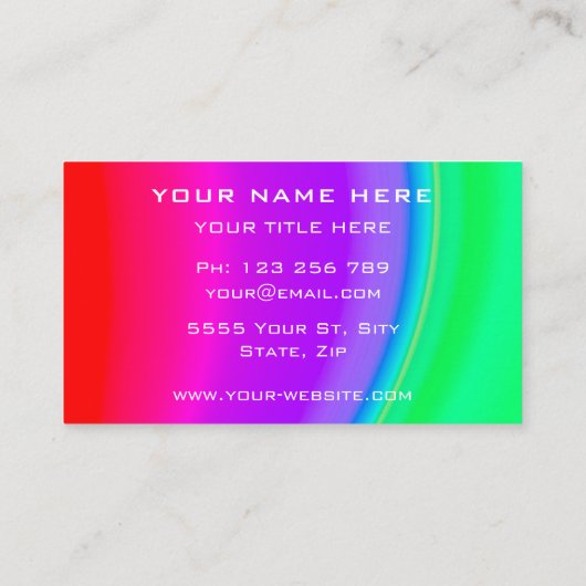 新鮮で甘カラフルい美しい虹の色が幸せ 名刺 (裏面)