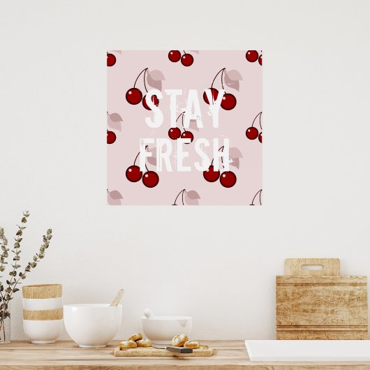 新鮮なおもしろい引用文スローガンのヒップスターのユーモアさくらんぼ ポスター (キッチン)