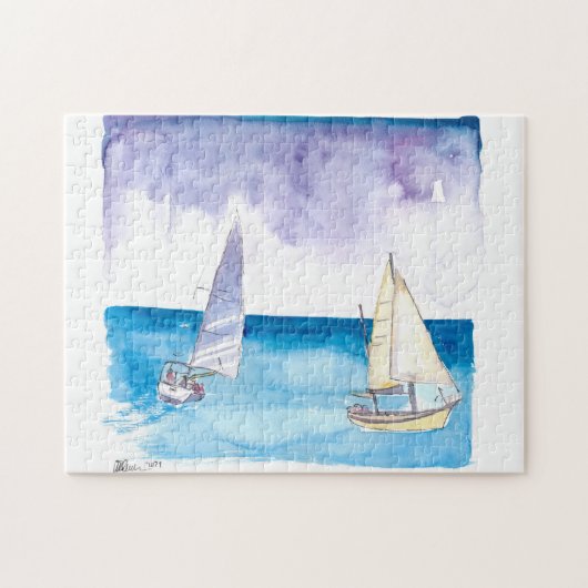 新鮮なそよ風で帆船とレガッタカリブの ジグソーパズル (横)