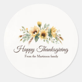 新鮮なひまわり Thanksgiving フラワー ラウンドシール