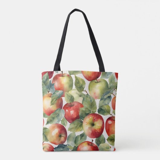 新鮮なりんごの水彩デザイン トートバッグ (裏面)