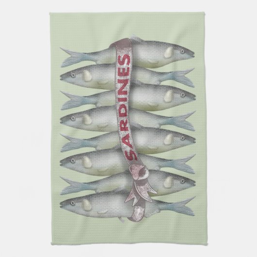 新鮮なイワシ キッチンタオル (縦)