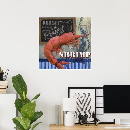 新鮮なエビ魚市場スタイルアート ポスター (ホームオフィス)