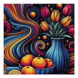 新鮮なオレンジとチューリエレガントップ フォトプリント           