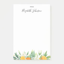 新鮮なオレンジとリーフの水彩ポストイットノート ポストイット