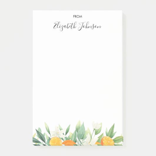 新鮮なオレンジとリーフの水彩ポストイットノート ポストイット (正面)