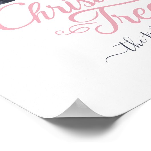 新鮮なカットクリスマスツリーシックなピンクの水のカラーカー ポスター (角)