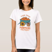 新鮮なカボチャ農家のハロウィンカボチャのカート Tシャツ (正面)