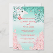 新鮮なカラフルのシンプルネコフラ結婚ーズ 招待状 (正面)