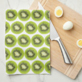 新鮮なキウイの果実の背景。ラウンドスライスパターン キッチンタオル (四つ折り)