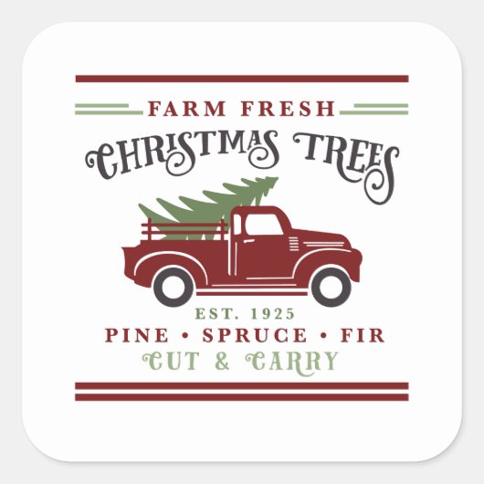 新鮮なクリスマスツリーを栽培する スクエアシール (正面)