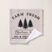 新鮮なクリスマスツリーを栽培する バスタオルセット (ウォッシュタオル)