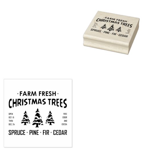 新鮮なクリスマスツリーを栽培する ラバースタンプ (押印)