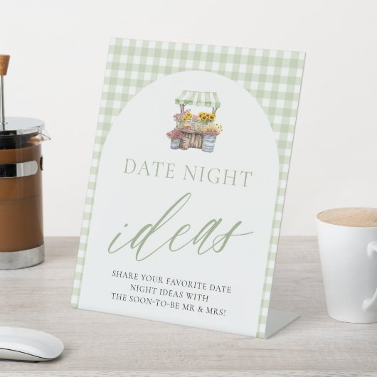 新鮮なグリーンの市場から届いたデートナイトのアイデアのサイン 台座サイン (インサイチュ)