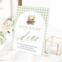 新鮮なグリーンの市場から届いた デート夜のアイデアのサイン 台座サイン