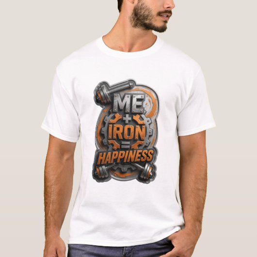 新鮮なシルバー ME IRON HAPPINESS プリント Tシャツ (正面)
