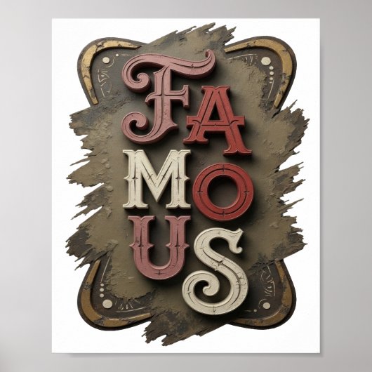 新鮮なシルバーFAMOUSデザイン ポスター (正面)