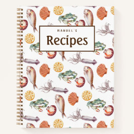 新鮮なシーフードのカスタマイズ可能なレシピブック ノートブック