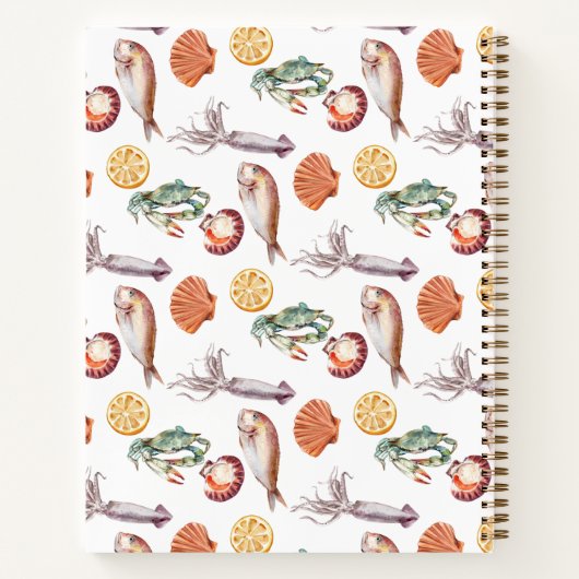 新鮮なシーフードのカスタマイズ可能なレシピブック ノートブック (裏面)