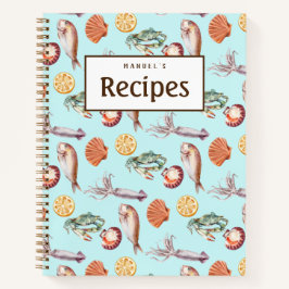 新鮮なシーフードレシピブック – アクア ノートブック