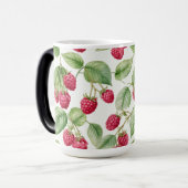 新鮮なジューシーなラズベリーの果実のパターン モーフィングマグカップ (正面左)
