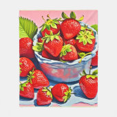 新鮮なストロベリーボウル フリースブランケット (正面)