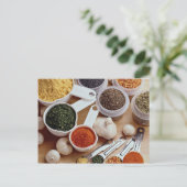 新鮮なスパイスとニンニクのクローブの写真 ポストカード (スタンド正面)