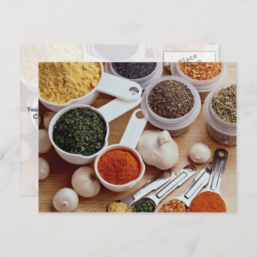 新鮮なスパイスとニンニクのクローブの写真 ポストカード (正面/裏面)