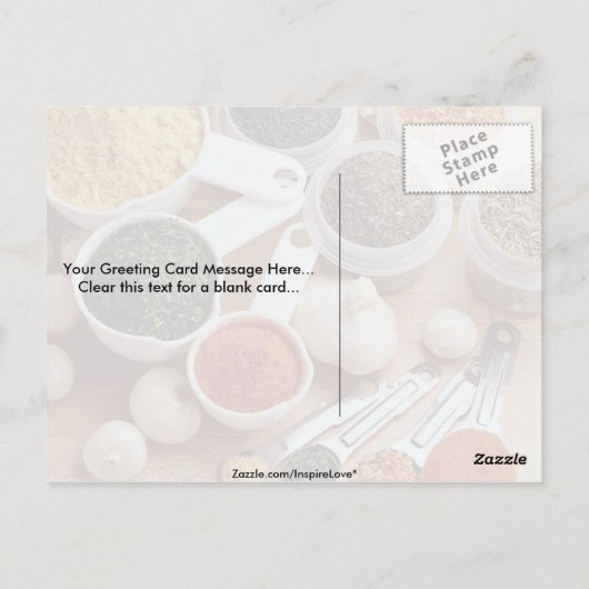 新鮮なスパイスとニンニクのクローブの写真 ポストカード (裏面)