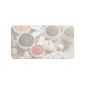 新鮮なスパイスとニンニクのクローブの写真 ラベル (正面)