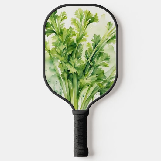 新鮮なセロリの茎の水の色の植物 ピックルボールラケット (正面)