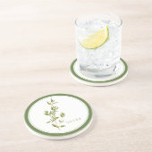 新鮮なタイム丸い砂岩コースター(+文字)緑 コースター (側面)