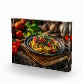 新鮮なトマトとオリーブのスパゲッティプッタネスカ フォトブロック (右)