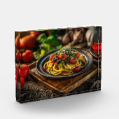 新鮮なトマトとオリーブのスパゲッティプッタネスカ フォトブロック (左)