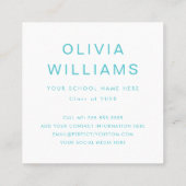 新鮮なトレンディー日が差すことの学生の卒業写真 スクエア名刺 (裏面)