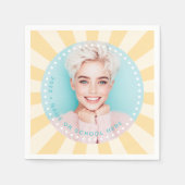 新鮮なトレンディー日が差すことの学生の卒業写真 スタンダードカクテルナプキン (正面)