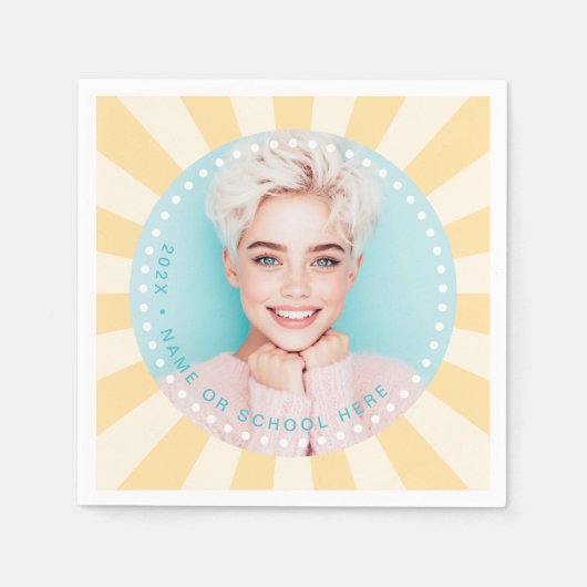 新鮮なトレンディー日が差すことの学生の卒業写真 スタンダードカクテルナプキン (正面)