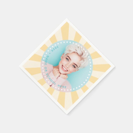 新鮮なトレンディー日が差すことの学生の卒業写真 スタンダードカクテルナプキン (角)