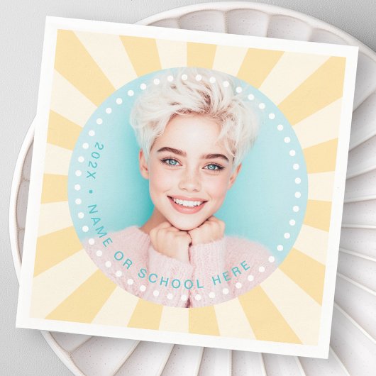 新鮮なトレンディー日が差すことの学生の卒業写真 スタンダードカクテルナプキン