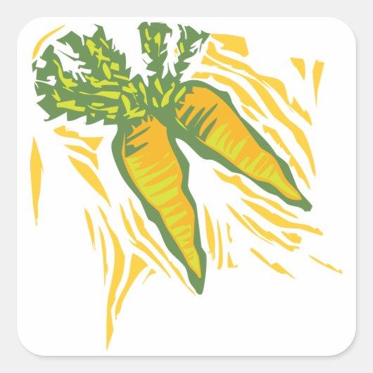 新鮮なニンジンカラフル野菜アート スクエアシール (正面)