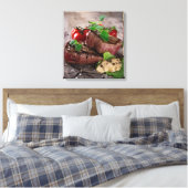 新鮮なハーブとトマトを添えたバーベキューステーキのグリル キャンバスプリント (インサイチュ (寝室))