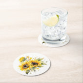 新鮮なヒマワリパーソナライズされた結婚ス：のコースター ラウンドペーパーコースター (インサイチュ)