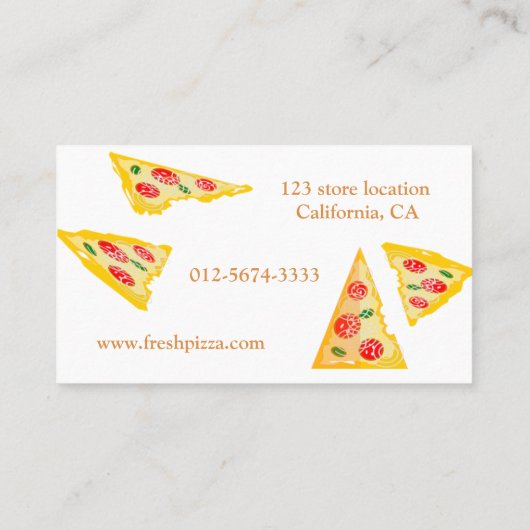 新鮮なピザ 名刺 (裏面)