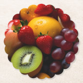 新鮮なフルーツ写真 ペーパーコースター (正面)