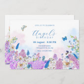 新鮮なフローラ夏の開花誕生日 招待状 (正面/裏面)