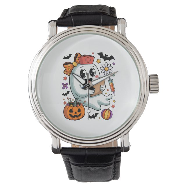 新鮮なブドコーヒーハロウィーン 腕時計 (正面)