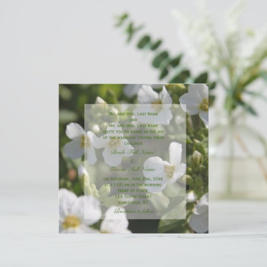 新鮮なホワイトガーデン花結婚式 招待状 (スタンド正面)
