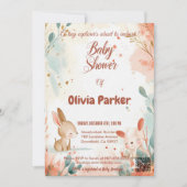 新鮮なミント&コーラルウォーターの色の動物ベビーシャワー 招待状 (正面)